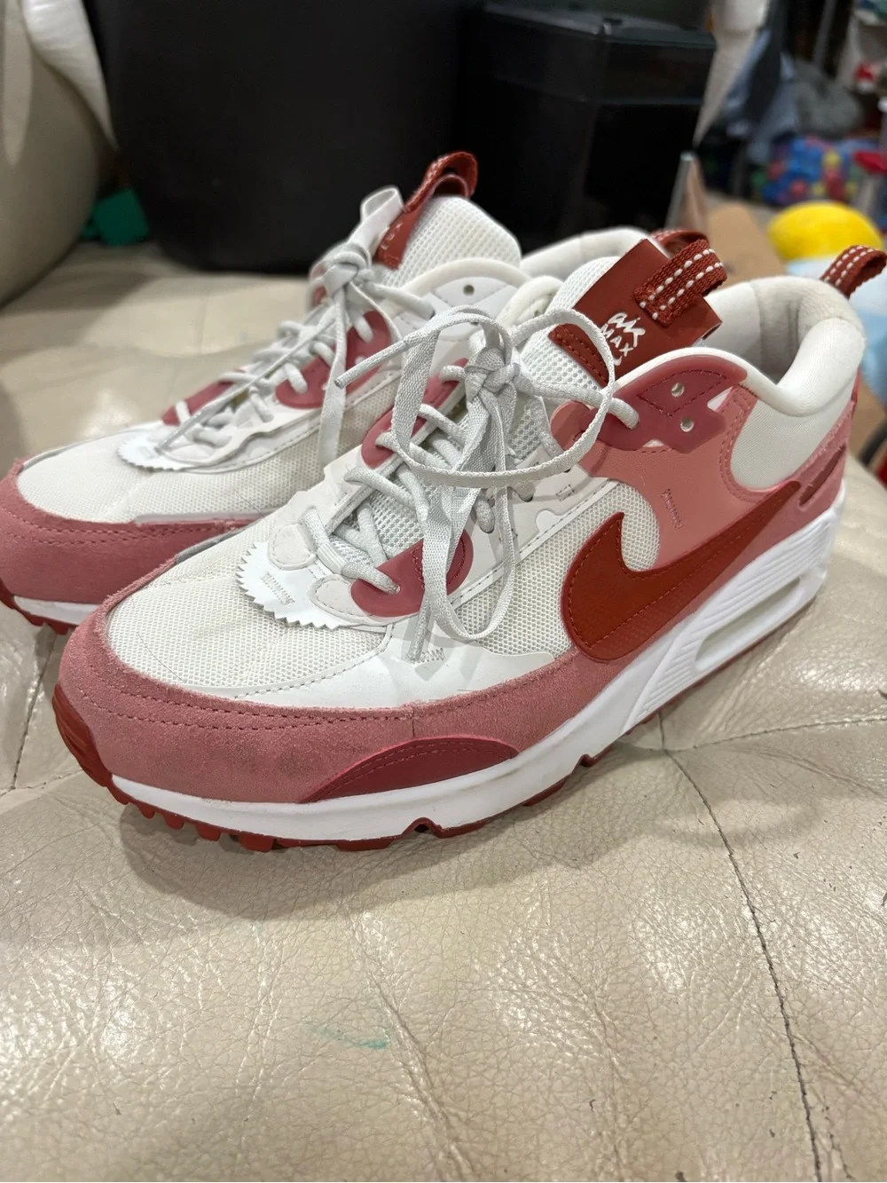 Nike Air Max white red and pink sneakers
